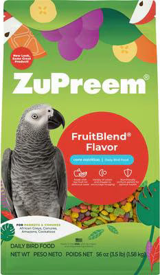 ZuPreem FruitBlend Flavor with Natural Flavors Daily Parrot & Conure Bird Food, 3.5lb