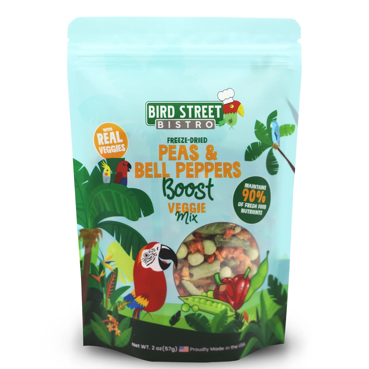 Bird Street Bistro - Peas & Bell Peppers Boost - Parrot Veggies Mix