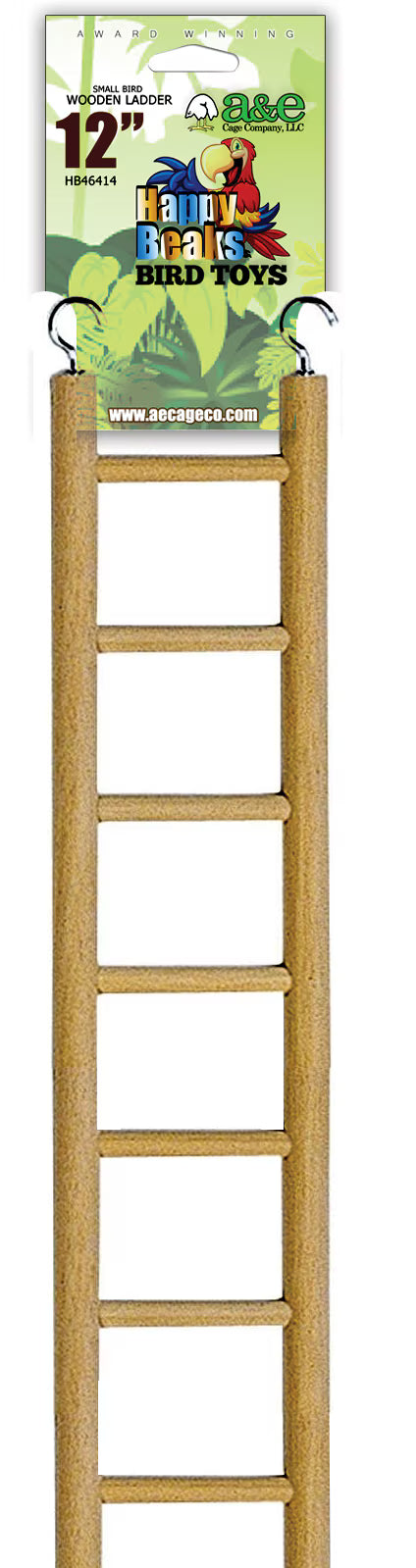 Happy Beaks by AE Cage - Small Bird Wooden Hanging Ladder - 12" length - 7 rungs