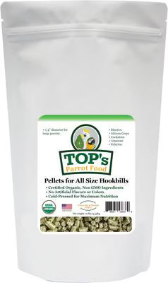 TOP's Parrot Food Organic Pellets, All Size Hookbills, 10lb