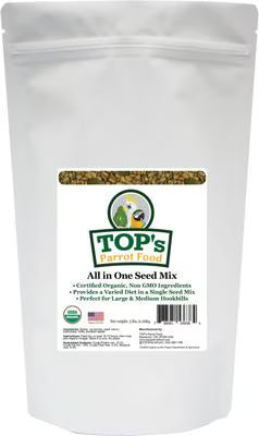TOP's Parrot Food Organic All in One Seed Mix Bird Food, 1lb