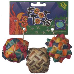 Planet Pleasures, Woven Square Foot Toy – 3 Pack – Small