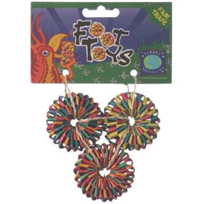 Planet Pleasures, Tire Foot Toy – 3 Pack – 5/8″ x 1.5″ Diameter