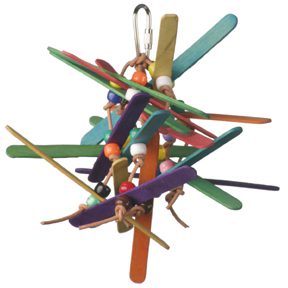 Mighty Bird Toys, Stickie with Leather Rope, Small