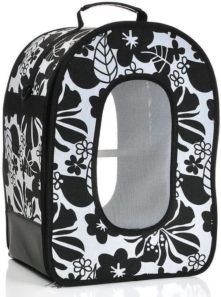 The Voyager - Happy Beaks Soft Sided Travel Bird Carrier Black, Small