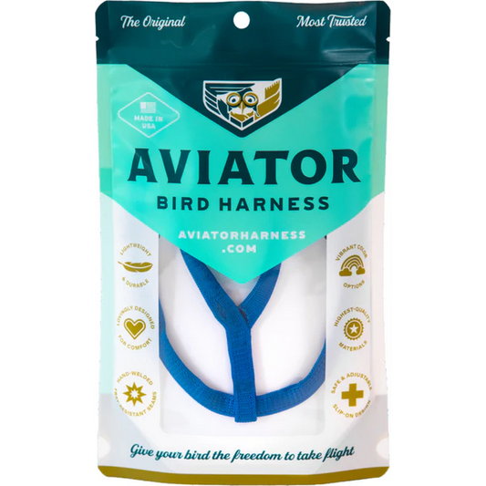 The Aviator Bird Harness & Leash, Blue, Small