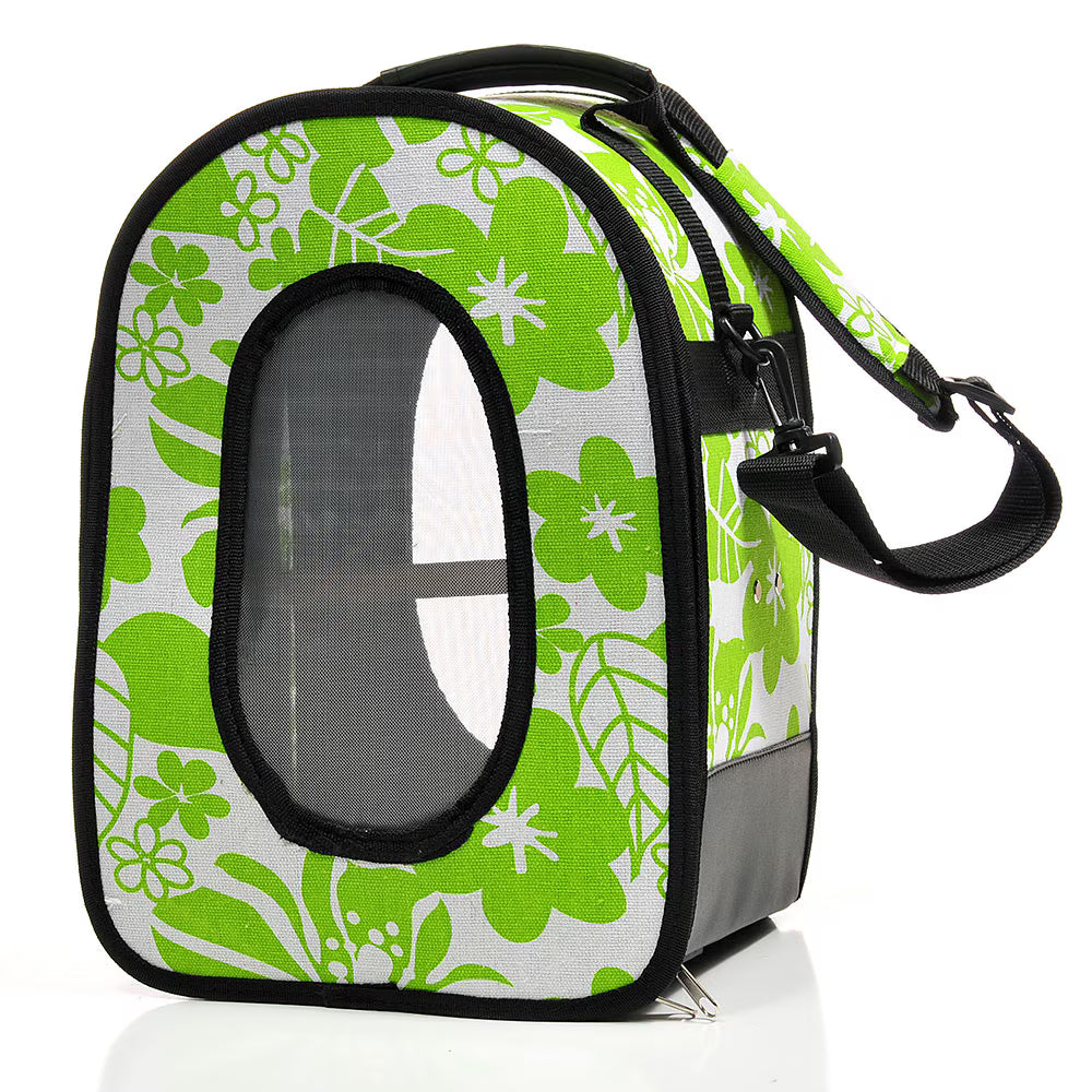The Voyager - Happy Beaks Soft Sided Travel Bird Carrier Green, Small
