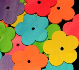 Wood Flower - 1-5/8" (43mm) - 6pk