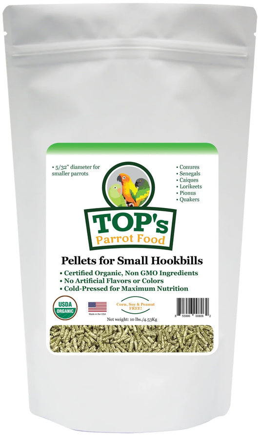 TOP's Parrot Food Organic Pellets for Small Hookbills, 10lb