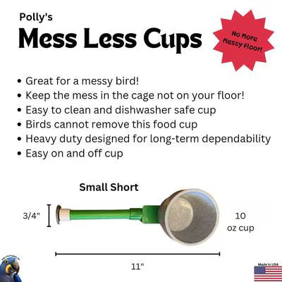 Polly's Pet Products Mess Less Cup Bird Perch, Green, Small Short